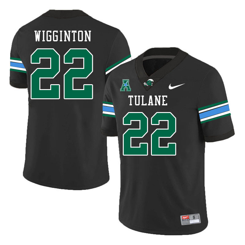 Tulane Green Wave #22 Alex Wigginton College Football Jerseys Stitched Sale-Black